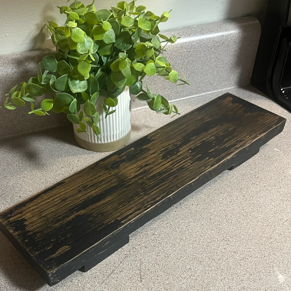 Distressed Wooden Riser Rustic Farmhouse Tray Handcrafted Decor Distressed Black